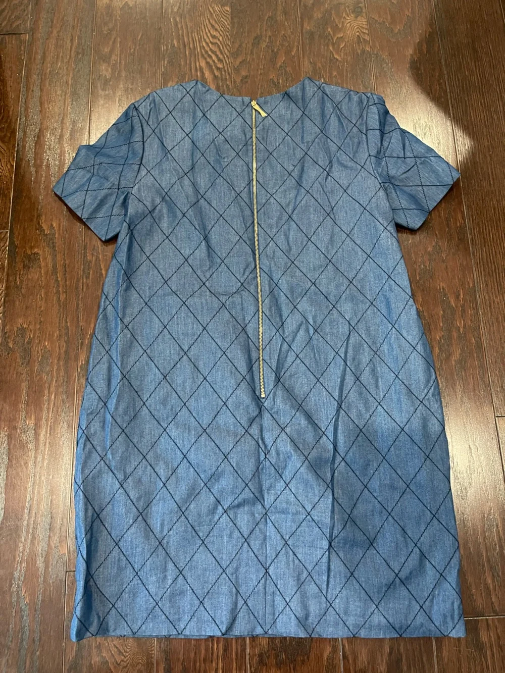 Kate Spade quilted chambray denim shift dress Diamond Stitch Pattern Size 6